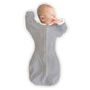 Organic Transitional Swaddle Sack - Arms Up 1/2-Length Sleeves & Mitten Cuffs, Heathered Gray
