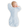 Organic Transitional Swaddle Sack - Arms Up 1/2-Length Sleeves & Mitten Cuffs, Soft Blue