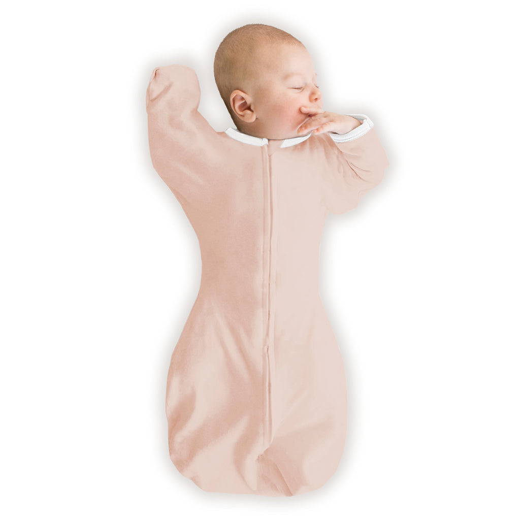 Organic Transitional Swaddle Sack - Arms Up 1/2-Length Sleeves & Mitten Cuffs, Soft Pink