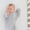 Transitional Swaddle Sack - Arms Up 1/2-Length Sleeves & Mitten Cuffs, Heathered Denim with Polka Dot Trim