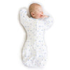 Organic Transitional Swaddle Sack - Arms Up 1/2-Length Sleeves & Mitten Cuffs, Watercolor Twinkle - Soft Blue - COMING SOON