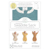 Transitional Swaddle Sack - Arms Up 1/2-Length Sleeves & Mitten Cuffs, Solid, Heathered Teal with Polka Dot Trim