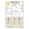 Organic Transitional Swaddle Sack - Arms Up 1/2-Length Sleeves & Mitten Cuffs, Watercolor Twinkle - Soft Blue