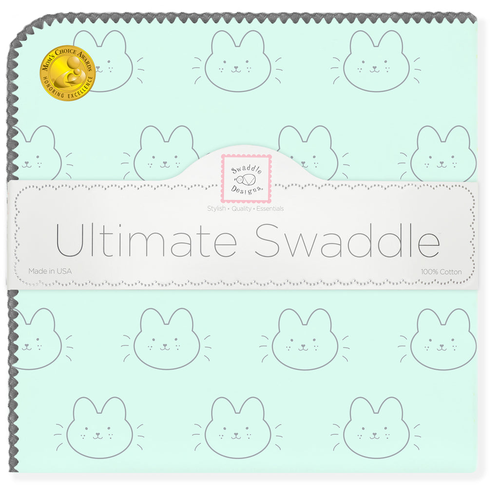 Ultimate Swaddle Blanket - Baby Bunny, Pastel SeaCrystal