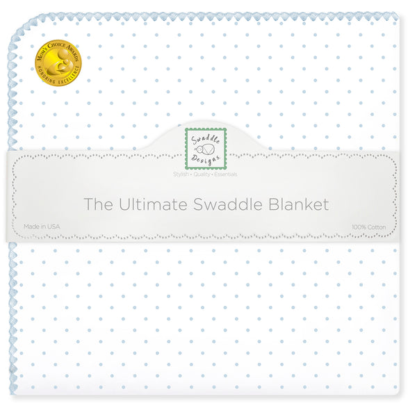 Ultimate Swaddle Blanket - Classic Polka Dots, Pastel Blue