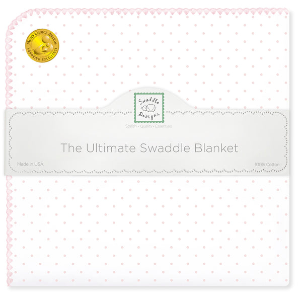 Ultimate Swaddle Blanket - Classic Polka Dots, Pastel Pink