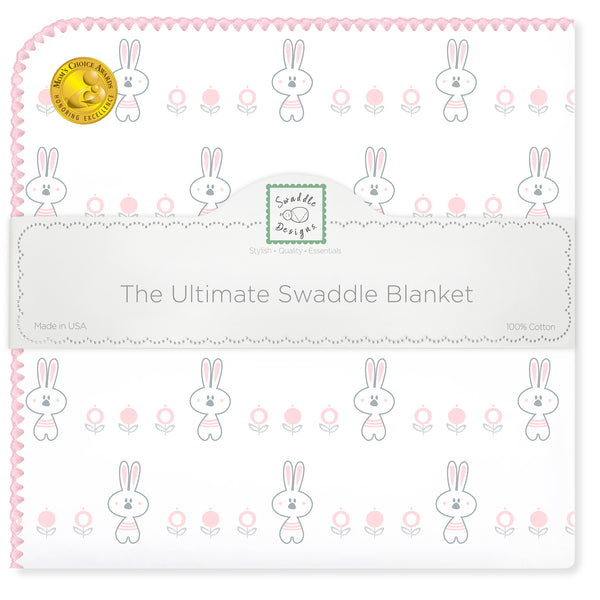 Ultimate Swaddle Blanket - Garden Bunnie, Pastel Pink
