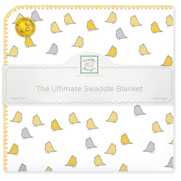 Ultimate Swaddle Blanket - Little Chickies, Yellow and Sterling