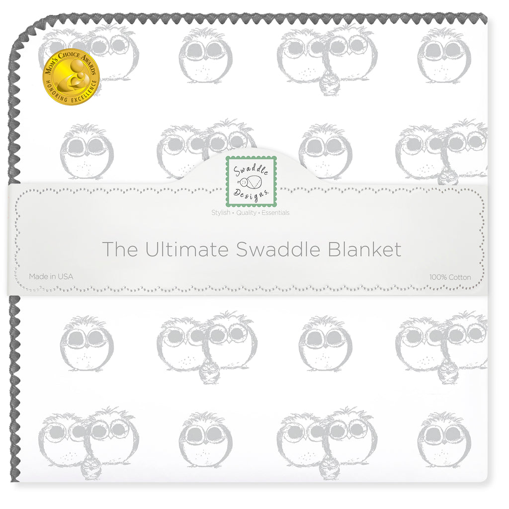 Ultimate Swaddle Blanket - Mama, Papa, & Baby Owl, Sterling