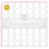 Ultimate Swaddle Blanket - Mod Circles on White, Sterling with Pink Trim