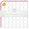 Ultimate Swaddle Blanket - Mod Circles on White, Sterling with Strawberry Trim