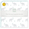 Ultimate Swaddle Blanket - Elephant & Chickies, Pastel SeaCrystal