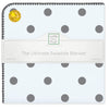 Ultimate Swaddle Blanket - Soft Black Pearl Big Dots on Soft Blue