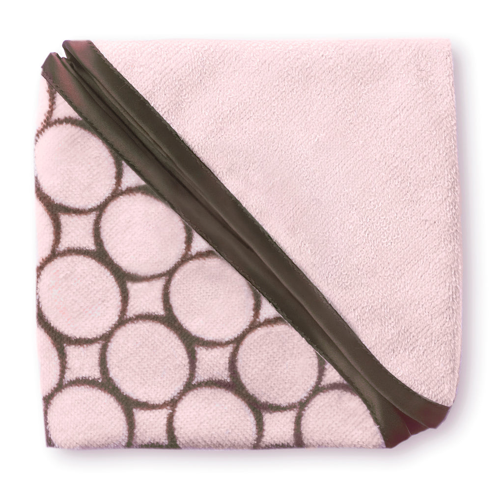 Terry Velour Baby Washcloths - Brown Mod Circles, Pastel Pink