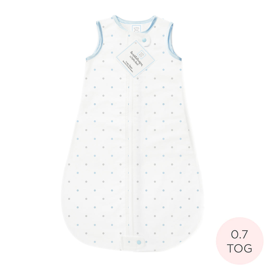 Cotton Flannel Non-Weighted zzZipMe Sack - Little Dots, Sterling & Pastel Blue