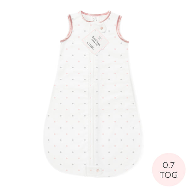 Cotton Flannel Non-Weighted zzZipMe Sack - Little Dots, Sterling & Pastel Pink