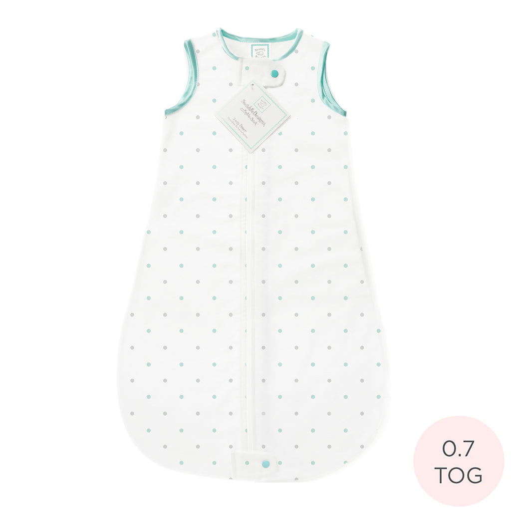 Cotton Flannel Non-Weighted zzZipMe Sack with 2-way zipper - Sterling Little Dots, SeaCrystal