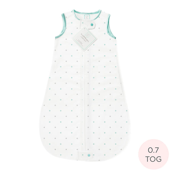 Cotton Flannel Non-Weighted zzZipMe Sack with 2-way zipper - Sterling Little Dots, SeaCrystal