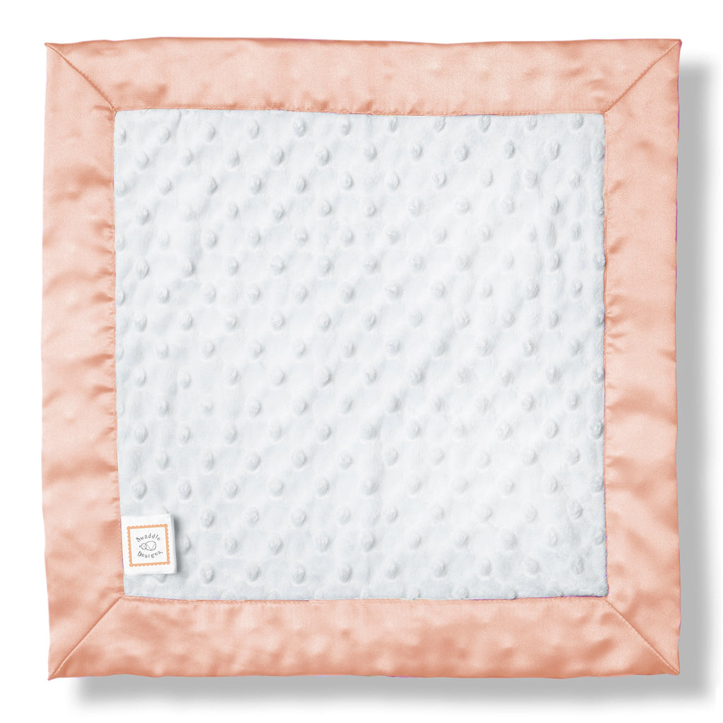 'Baby Lovie -  White Plush Dots with Peach Blush Silky Satin Trim' - Customized