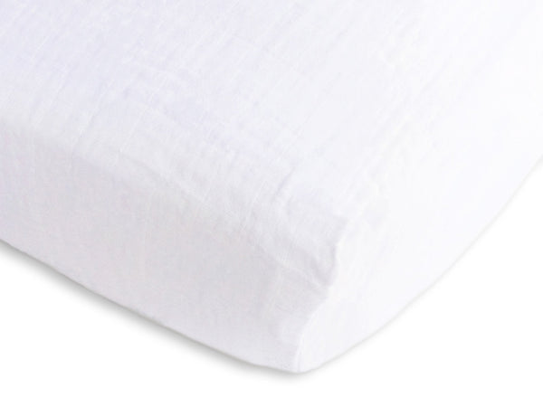 'Muslin Fitted Crib Sheet - Pure White' - Customized
