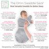 Omni Swaddle Sack with Wrap -  Arms Up Sleeves & Mitten Cuffs, Heathered Gray - Swaddle Love®