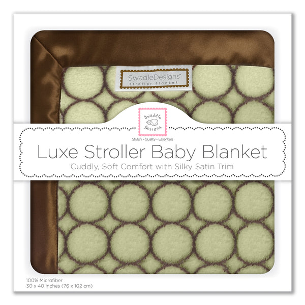SwaddleDesigns Ultimate Receiving Blanket — 42"x42" Cotton Flannel, Brown Mod Circles & Lime Trim