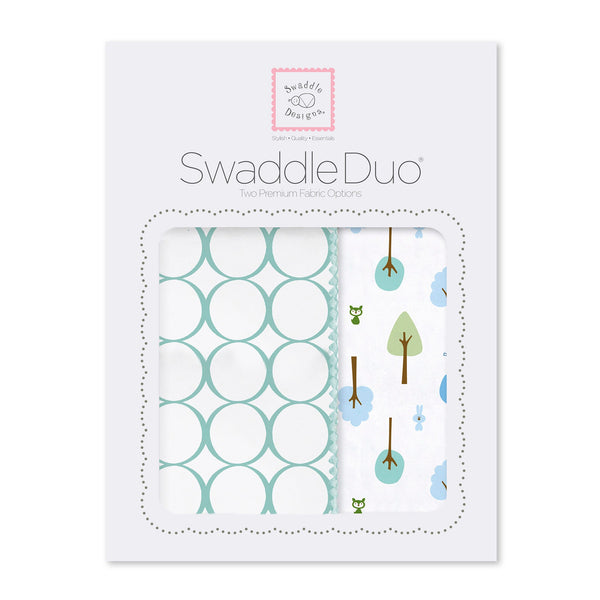 'SwaddleDuo - Mod Circles + Cute & Calm, SeaCrystal' - Customized