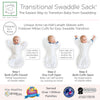 Transitional Swaddle Sack  - Arms Up 1/2-Length Sleeves & Mitten Cuffs, Tiny Triangles, Blues with Touch of Silver  Shimmer