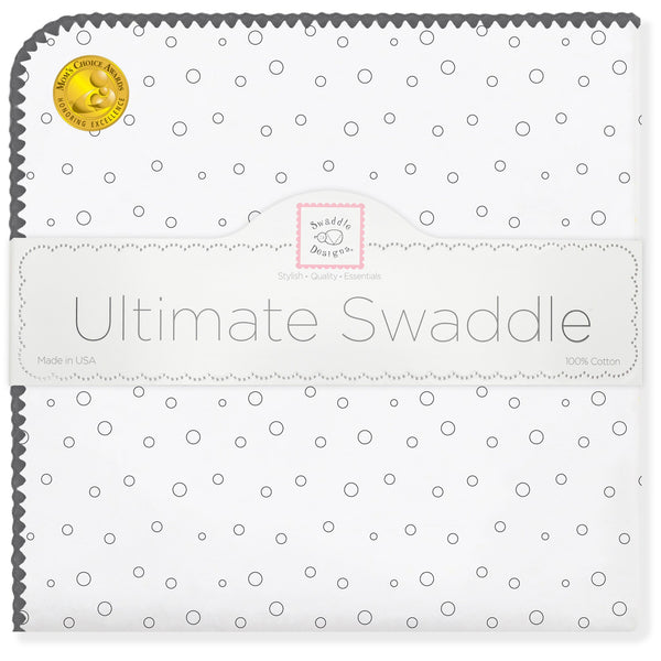 'Ultimate Swaddle Blanket - Soft Black Pearl Bubble Dots on White' - Customized