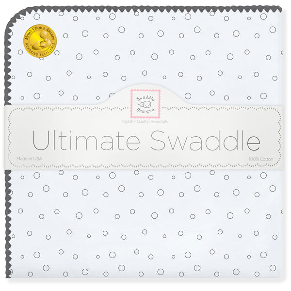 'Ultimate Swaddle Blanket - Soft Black Pearl Bubble Dots on Soft Blue' - Customized
