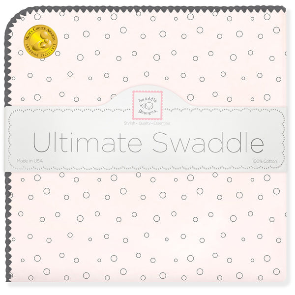 'Ultimate Swaddle Blanket - Soft Black Pearl Bubble Dots on Soft Pink' - Customized