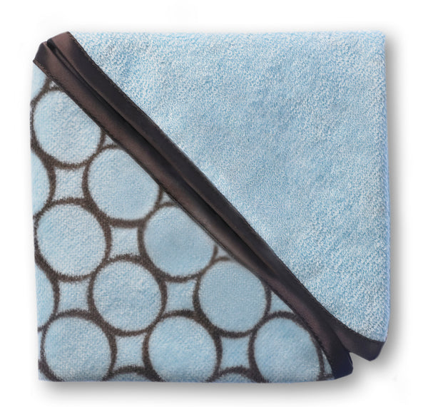 Terry Velour Baby Washcloths - Brown Mod Circles, Pastel Blue