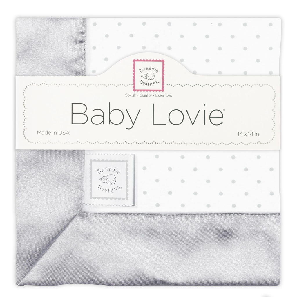 Cotton Flannel Baby Lovie - Polka Dots, Sterling