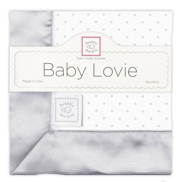 Cotton Flannel Baby Lovie - Polka Dots, Sterling