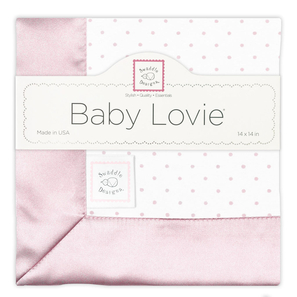Cotton Flannel Baby Lovie - Polka Dots, Pastel Pink