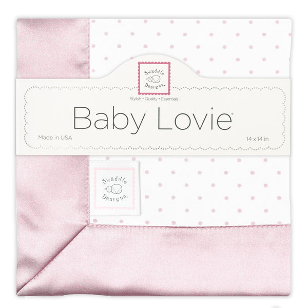 Cotton Flannel Baby Lovie - Polka Dots, Pastel Pink