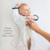 Transitional Swaddle Sack  - Arms Up 1/2-Length Sleeves & Mitten Cuffs, Tiny Triangle Shimmer, Blue