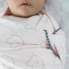 Ultimate Swaddle Blanket - Brown Mod Circles on Pastel Blue