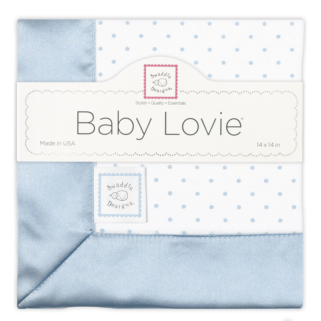 Cotton Flannel Baby Lovie - Polka Dots, Pastel Blue