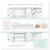 Muslin Swaddle Blankets - Sterling Starshine  in a Range of Gray's with Touch of SIlver Shimmer (Set of 4) - LIMITED Time Offer!