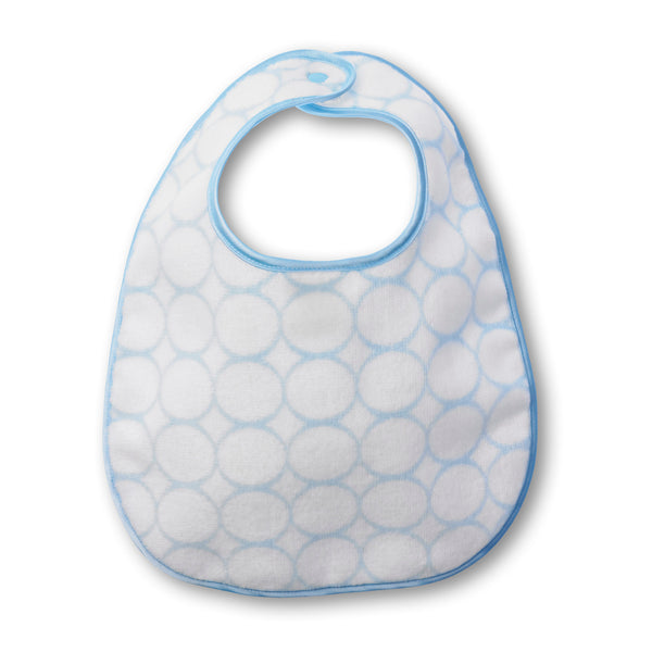 Organic Baby Bib - Mod Circles on Ivory, Pastel Blue
