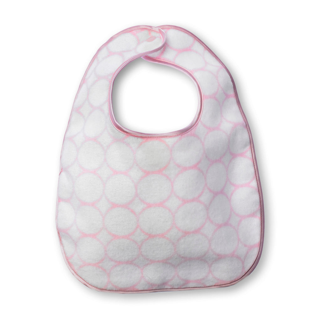 'Organic Baby Bib - Mod Circles on Ivory, Pastel Pink' - Customized