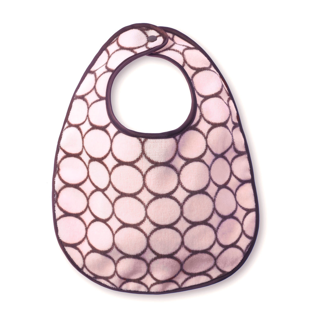 'Baby Bib - Brown Mod Circles, Pastel Pink - Personalize It' - Customized