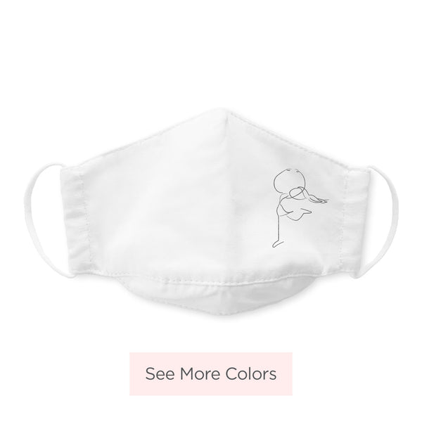 Kids Face Mask, 3-Layer Cotton Chambray, White, Skater Layback - SEE MORE COLORS