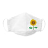 Kids Face Mask, 3-Layer Cotton Chambray, Sunflower, White