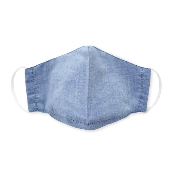 Kids Face Mask, 3-Layer Cotton Chambray, Light Denim 100 Pack