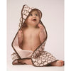 Terry Velour Hooded Towel - Brown Mod Circles, Pastel Pink