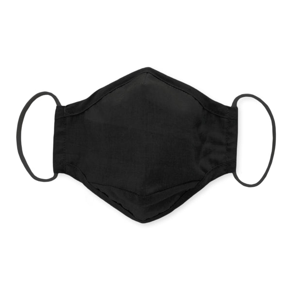 3-Layer Cotton Chambray Face Mask, Black, 6 Prepack