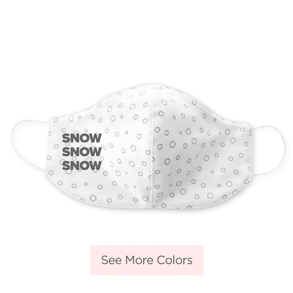 2-Layer Woven Cotton Flannel Face Mask, Soft Black Bubble Dots, Made in USA  - Snow, Snow, Snow