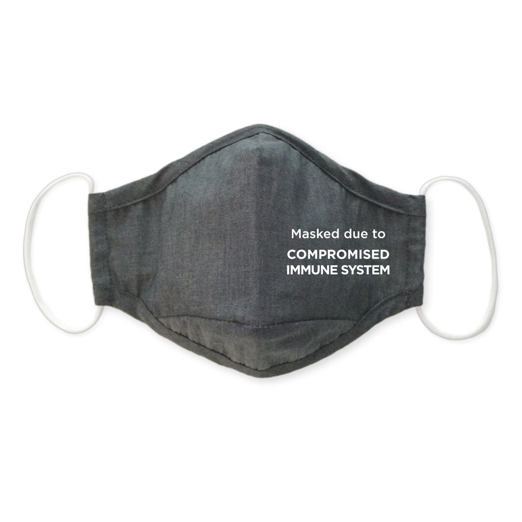 3-Layer Woven Cotton Chambray Face Mask, Black, Masked Due to Compromised Immune System